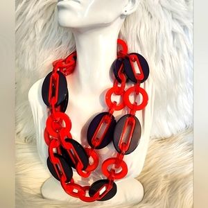"RaRa  Avis" popular Red & Blue Chunky Resin Link Necklace